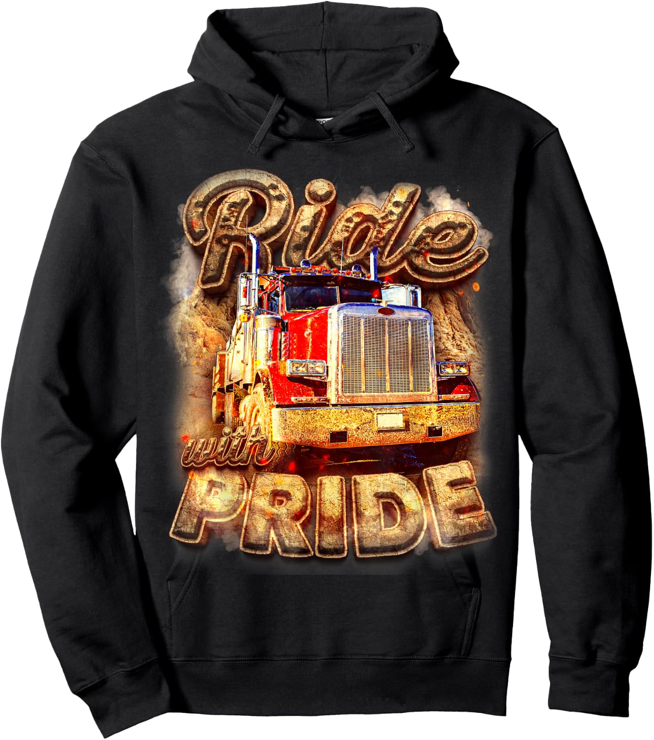 Trucker Lorry 18 Wheeler Highway Truck Driver CDL Trailer Hoodie - Hoodie | Black