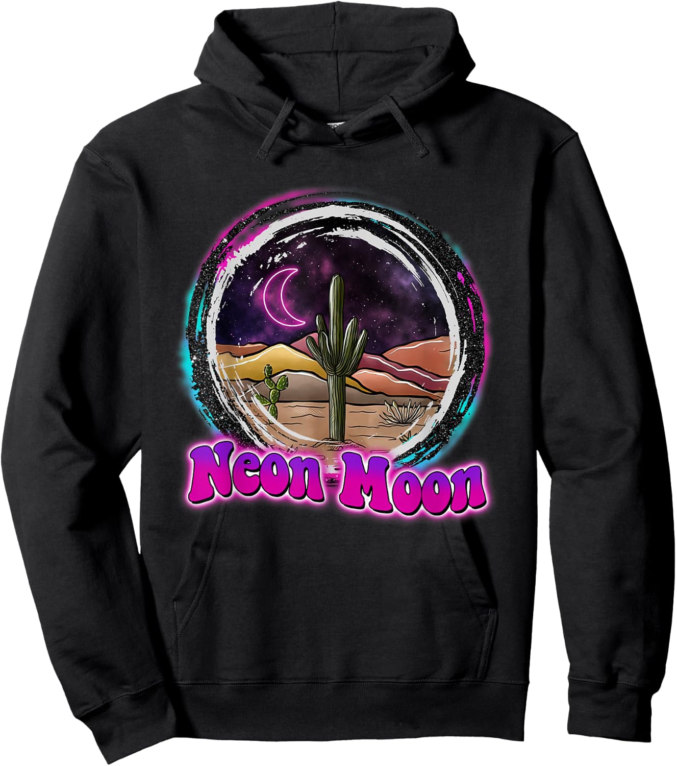 Neon-Moon Country Retro Western 80s 90 Cactus Hoodie - Hoodie | Black