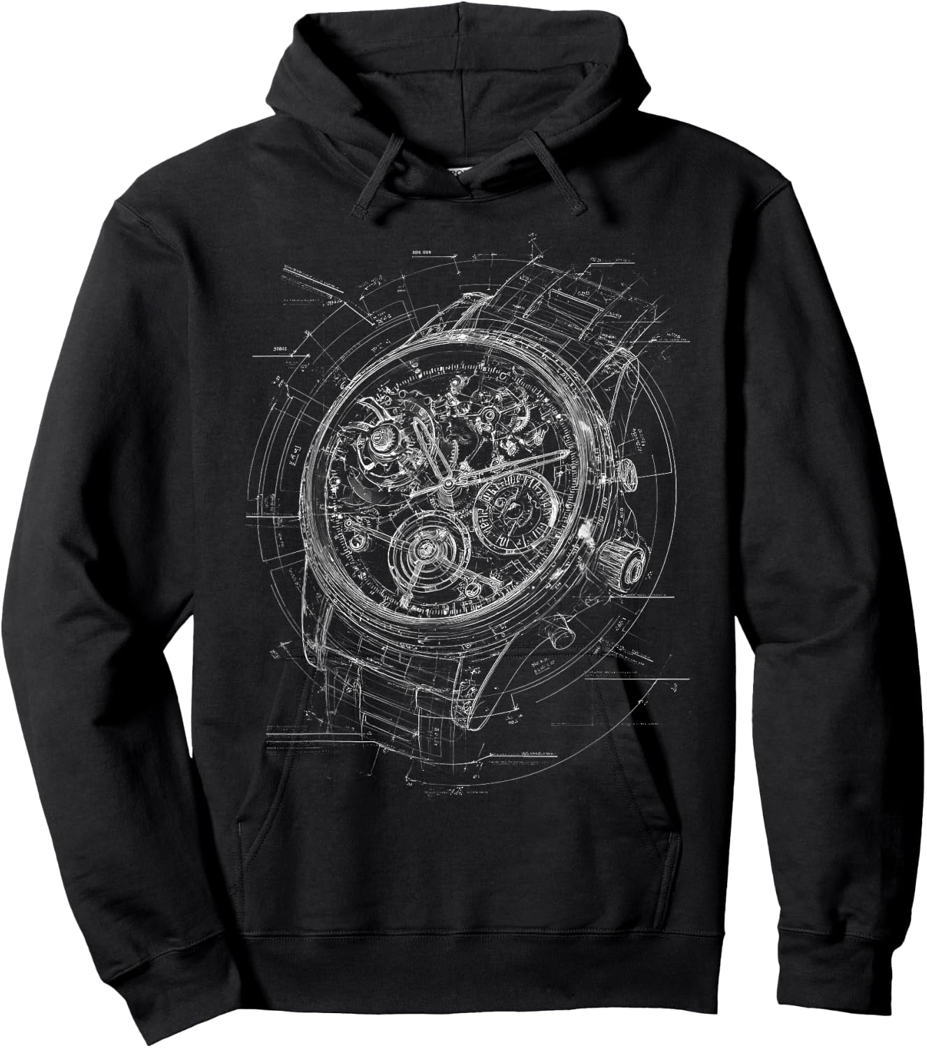 Mechanical Watch Blueprint Horology Technical Art Hoodie - Hoodie | Black