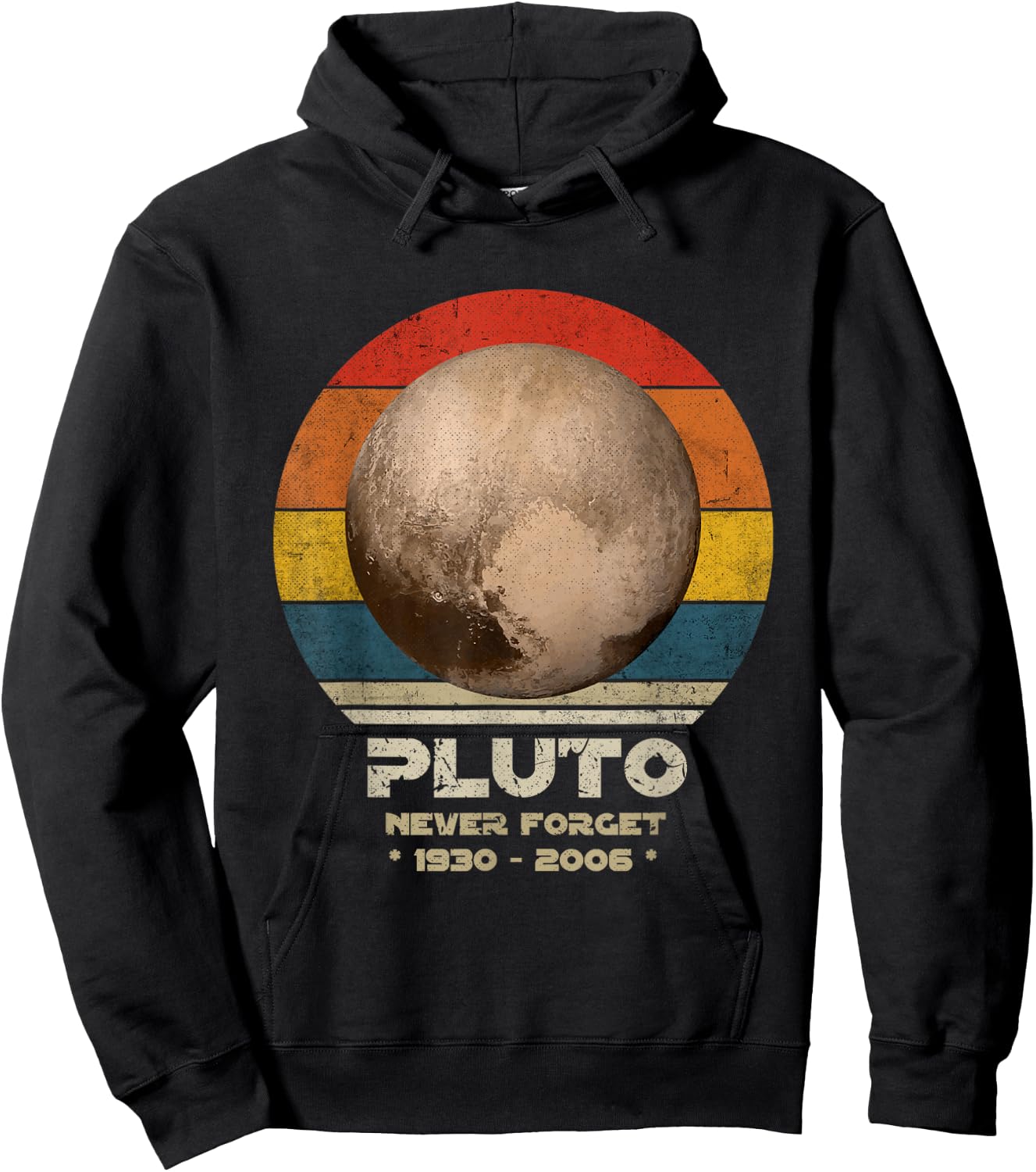 Pluto - Never Forget, Retro Style Planet Funny Space Science Hoodie - Hoodie | Black