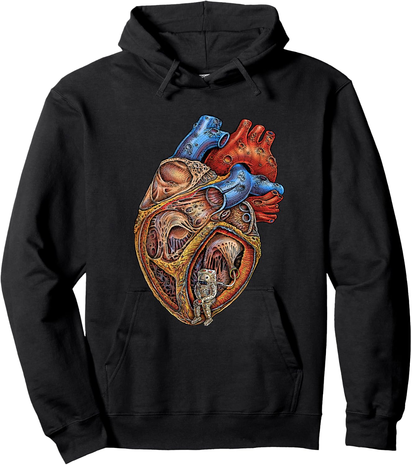 Astronaut Heart - by Emek Artman Hoodie - Hoodie | Black