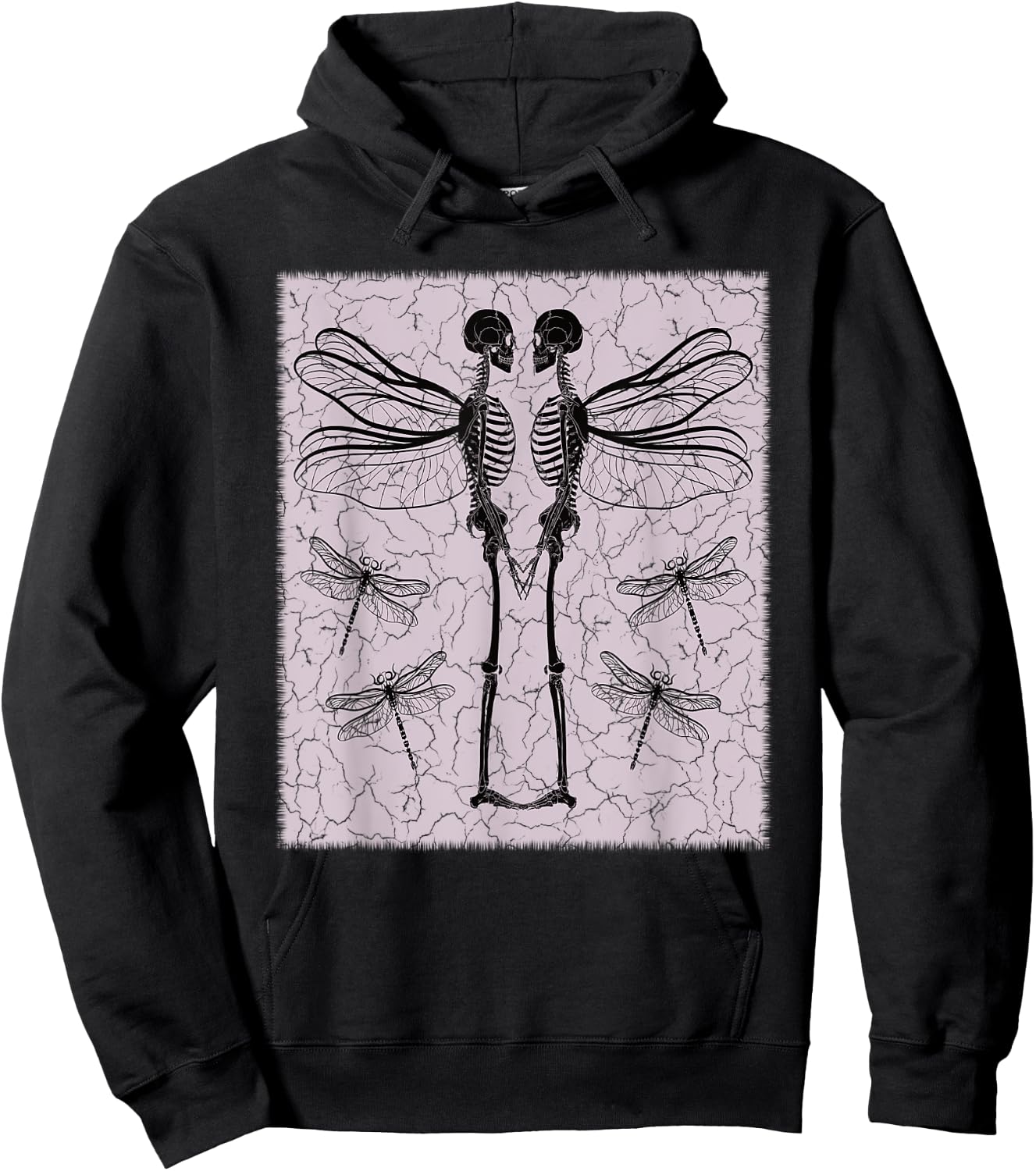 Skeleton Fairy Dragonfly Grunge Fairycore Aesthetic Goth Gothic Hoodie - Hoodie | Black