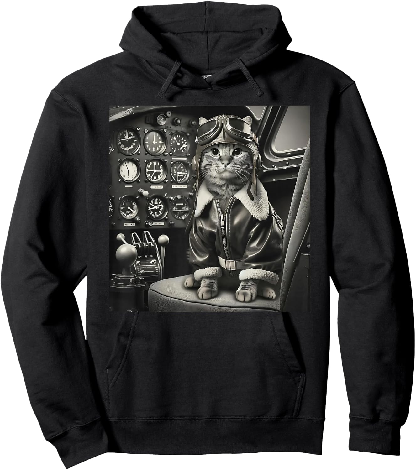 Vintage Cat Pilot - Cat pilots a cool fighter plane. Hoodie - Hoodie | Black