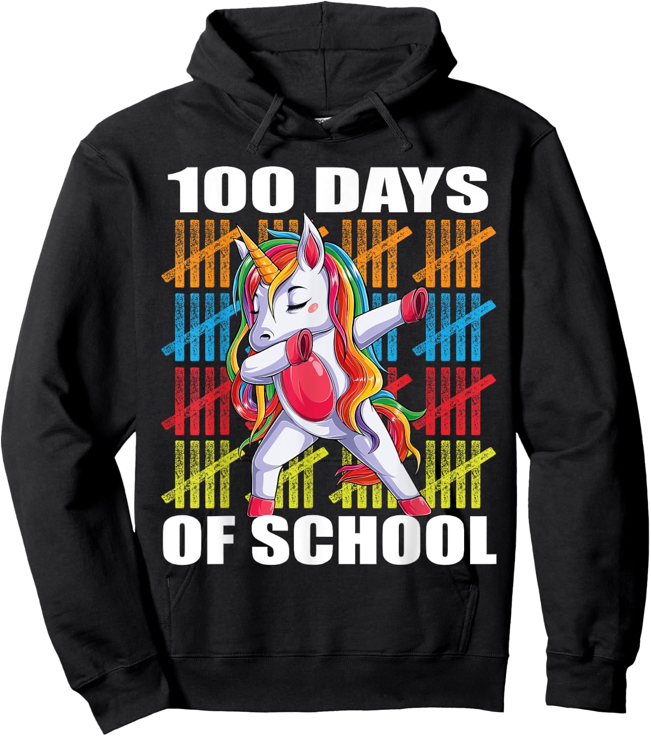 Happy 100th Day of School Unicorn Kids Teachers 100 Days Hoodie - Hoodie | Black