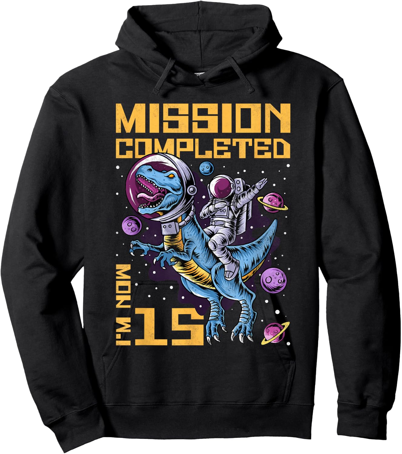 15th Birthday Mission Completed I'm Now 15 Years Old Hoodie - Hoodie | Black