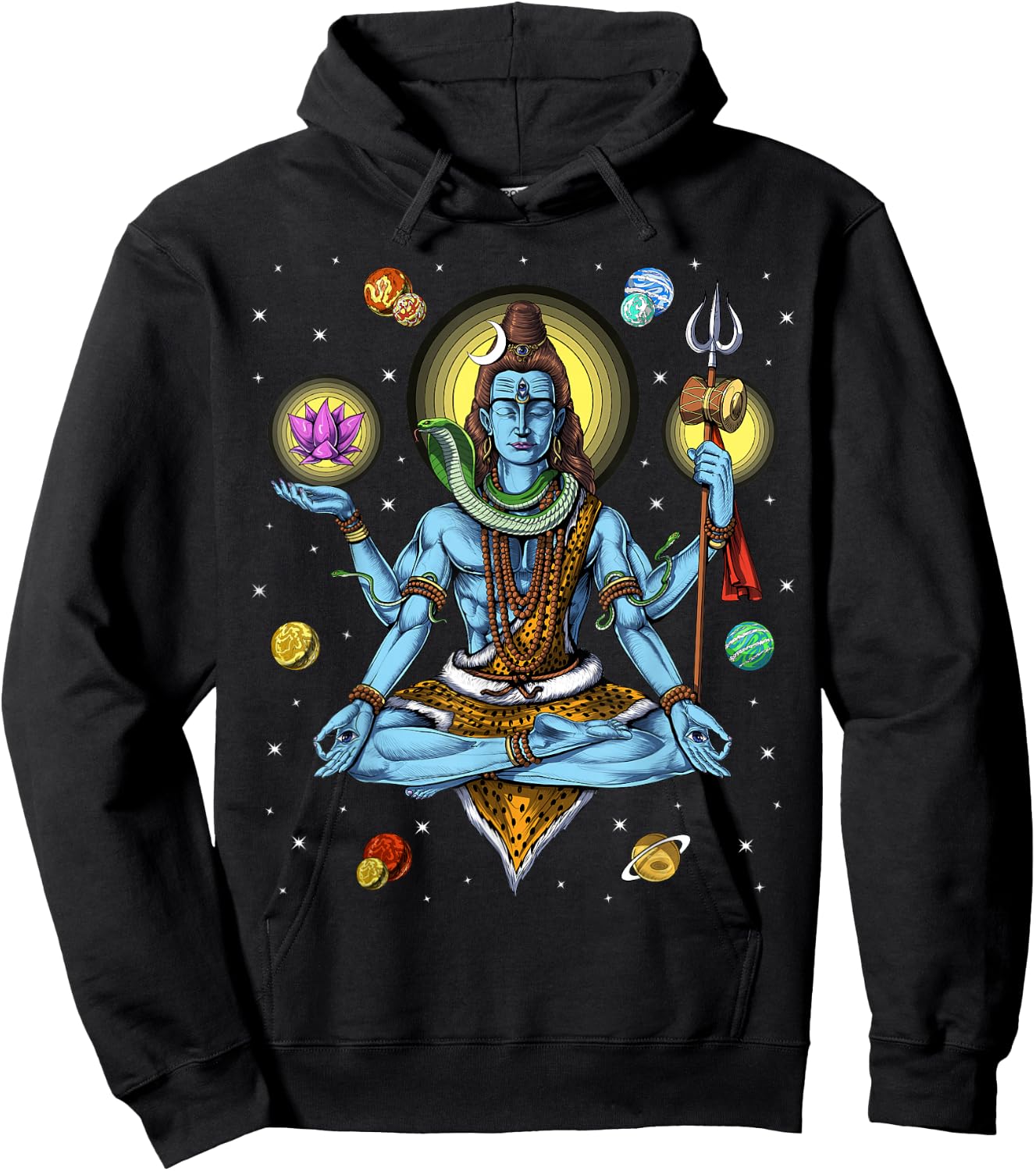 Shiva Hindu God Zen Yoga Meditation Hinduism Spiritual Hoodie - Hoodie | Black