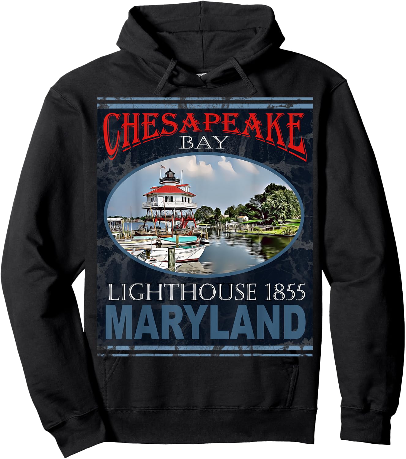 Chesapeake Bay Lighthouse Maryland 1855 Design Hoodie - Hoodie | Black