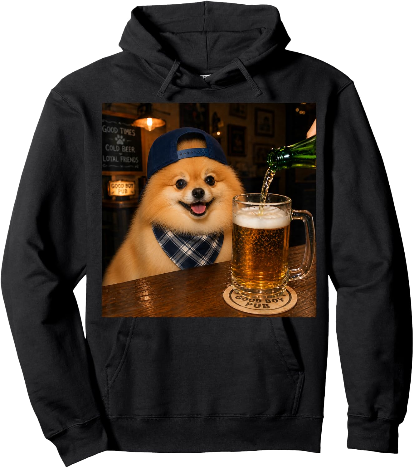 Pomeranian Drinking Beer Funny Dog Meme Hoodie - Hoodie | Black