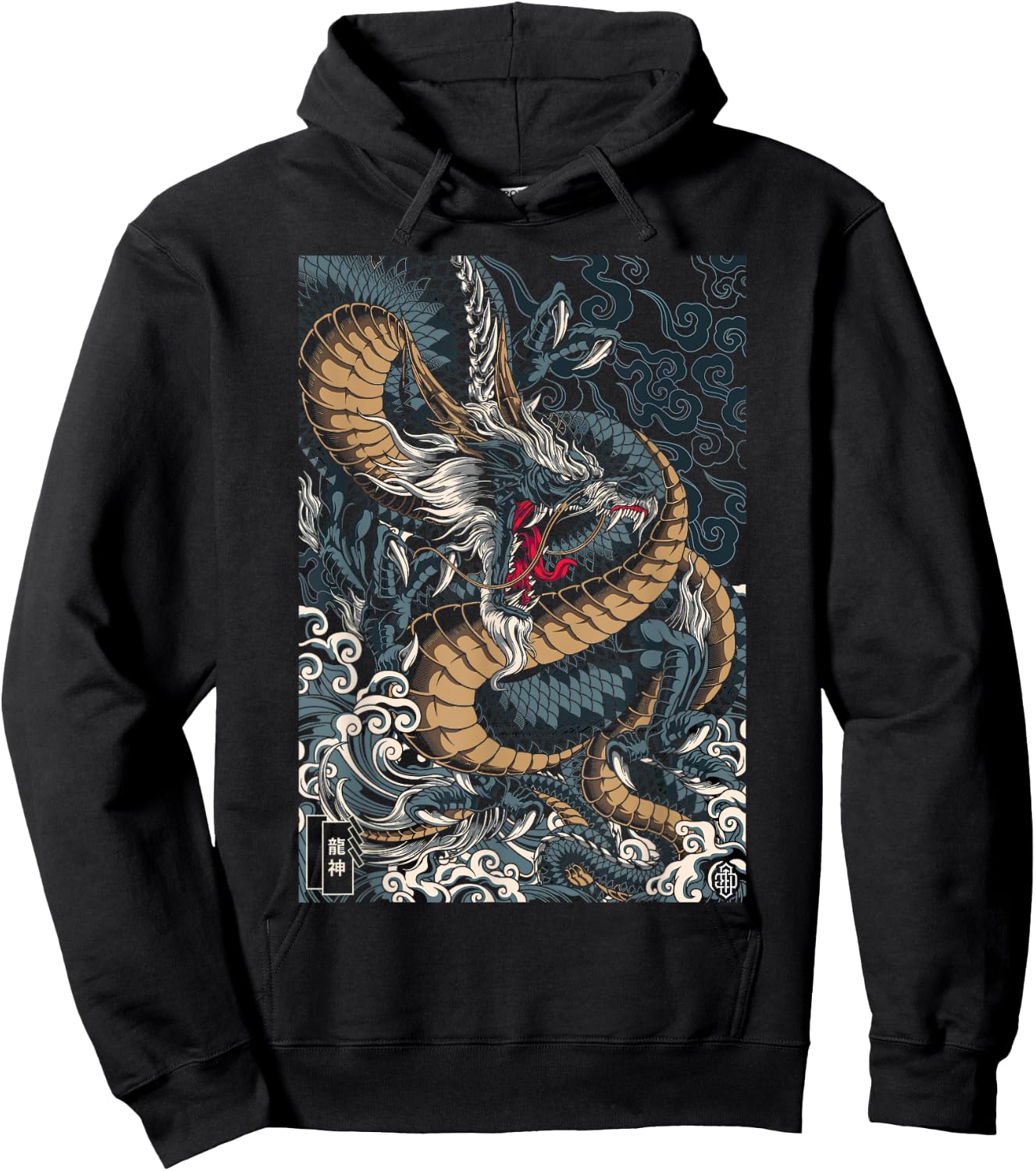 Japanese Tokyo Dragon Asian inspired retro 80 style Graphic Hoodie - Hoodie | Black