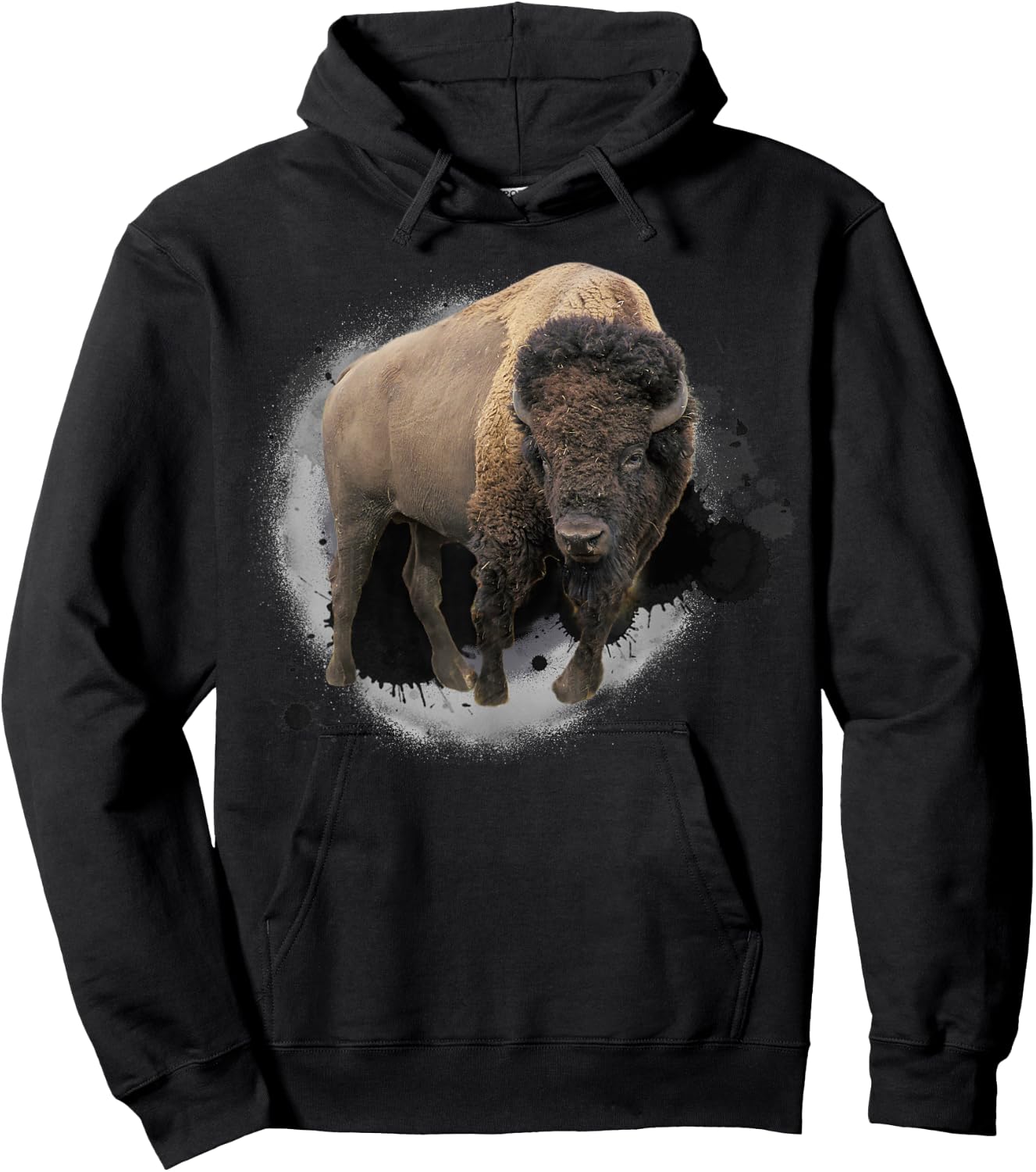 Bison Buffalo Beef Design Illustration Gift Hoodie - Hoodie | Black