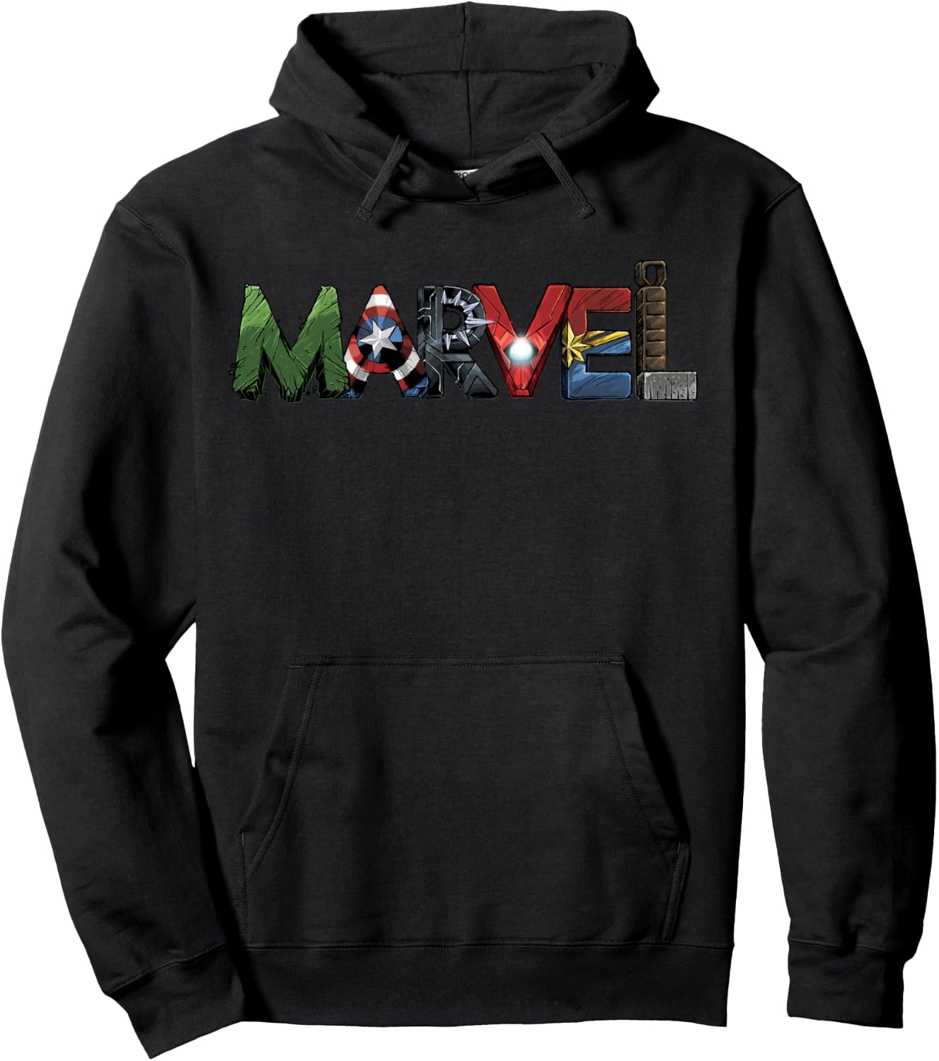 Marvel Avengers Character Text Portrait Hoodie - Hoodie | Black
