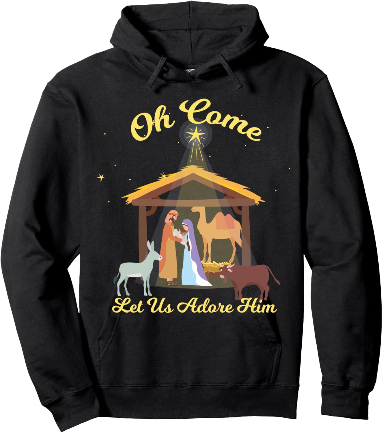 Let us Adore Him - Christmas Advent Nativity Scene North Hoodie - Hoodie | Black