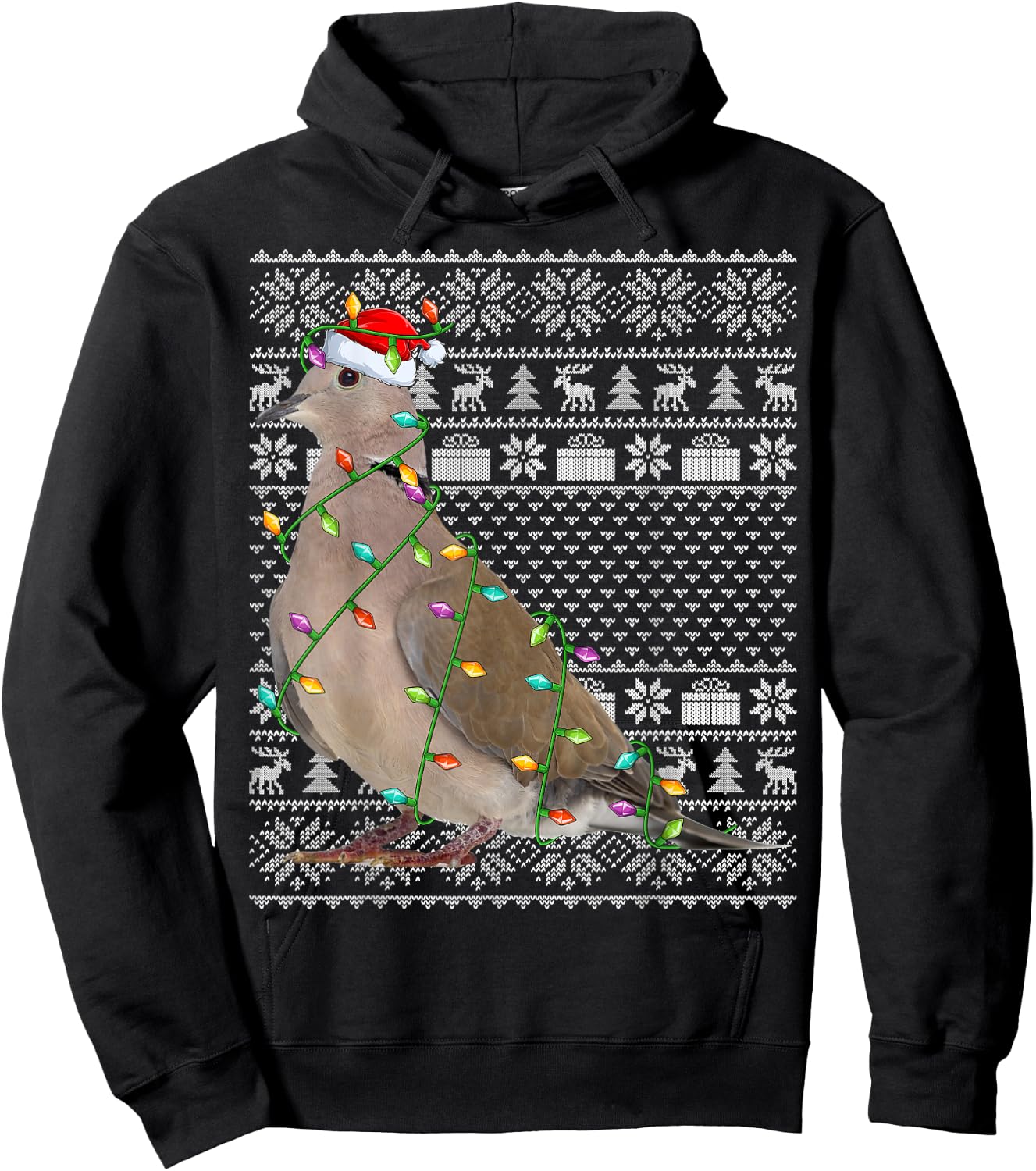 Mourning Dove Bird Lover Santa Ugly Mourning Dove Christmas Hoodie - Hoodie | Black