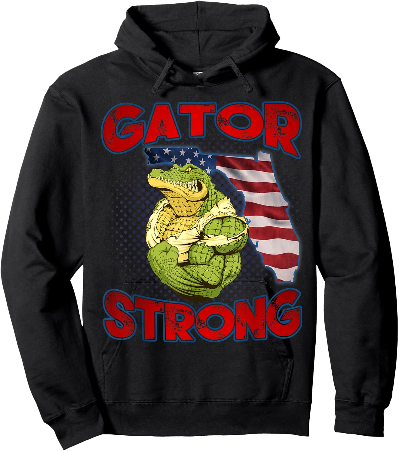 Gator Strong Florida State Gator American Flag Florida Map Women Kids Men Hoodie - Hoodie | Black