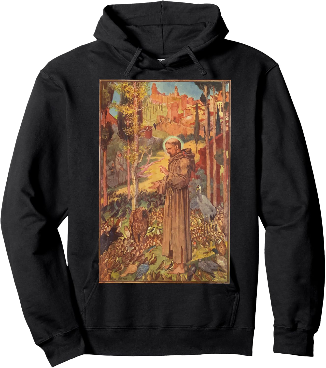 St Francis of Assisi Art Patron Saint of Animals Catholic Hoodie - Hoodie | Black