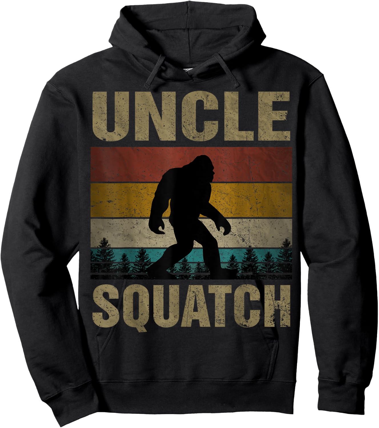 Uncle Squatch Bigfoot Uncle Sasquatch Yeti Family Matching Hoodie - Hoodie | Black