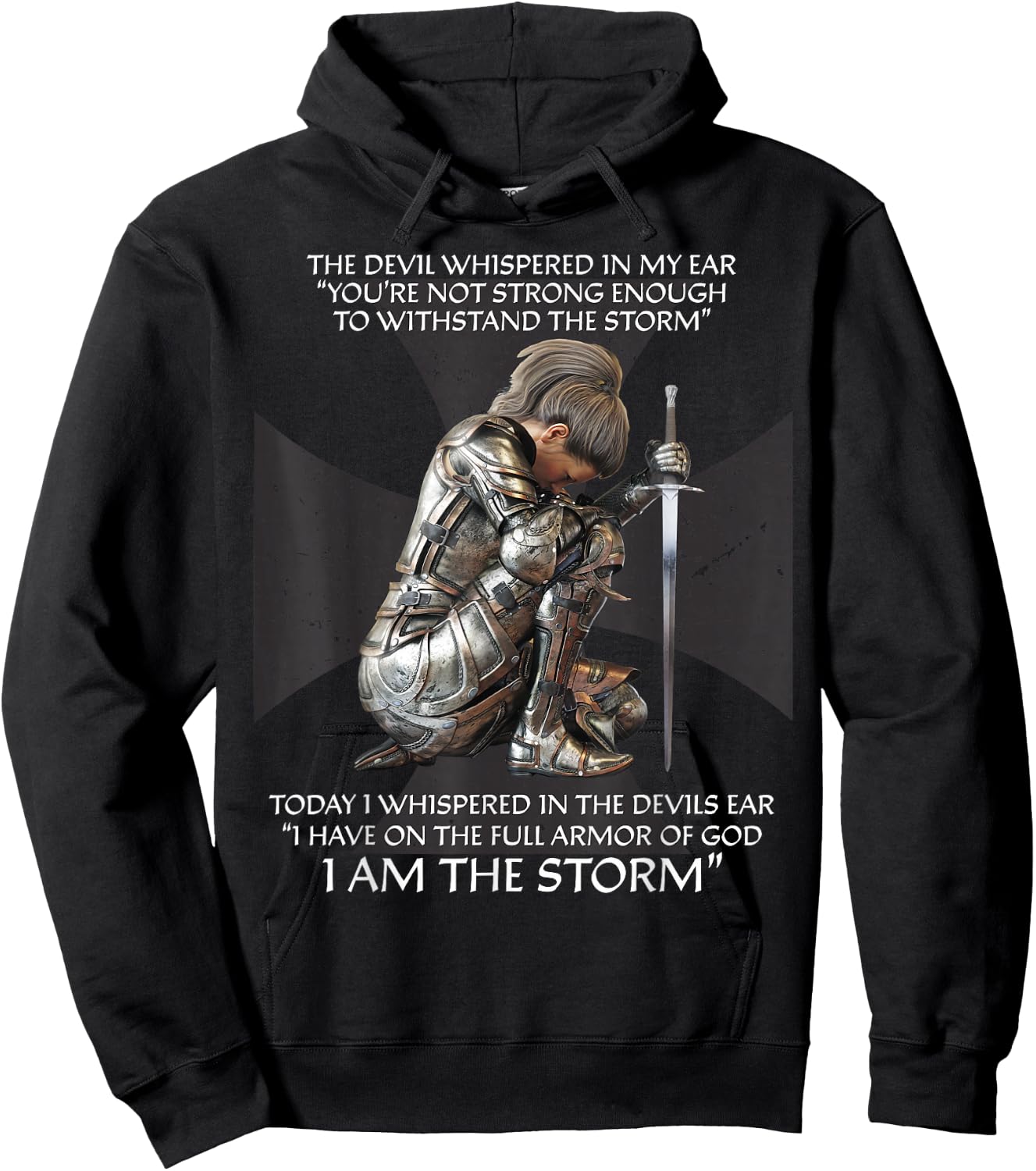 Christian Bible Verse Religious Cross Gifts Women Cute Faith Short Sleeve Hoodie - Hoodie | Black