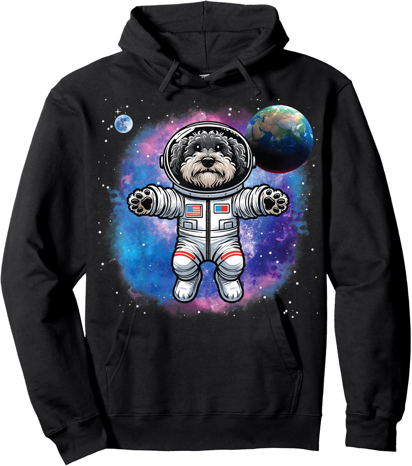 Schnoodle In Space, Astronaut Schnoodle Hoodie - Hoodie | Black