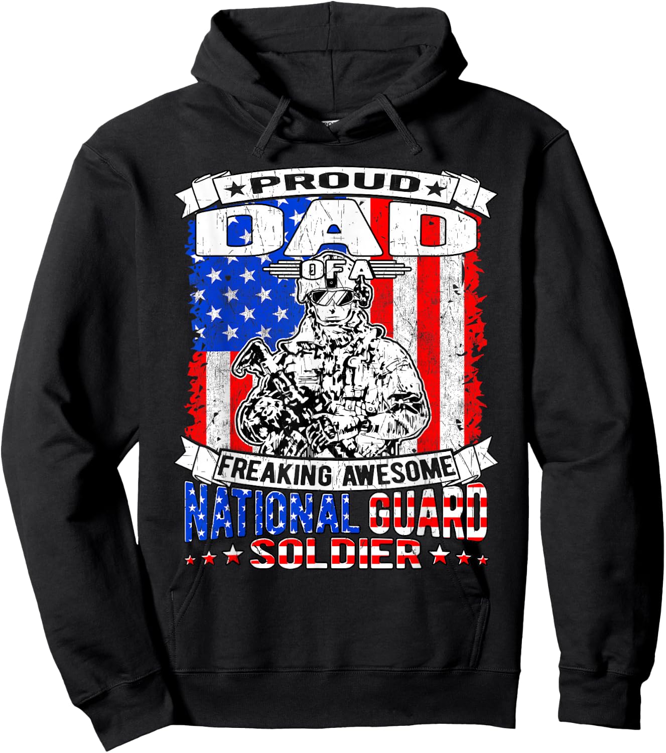 Proud Dad of a National Guard Soldier | Military Father Gift Hoodie - Hoodie | Black