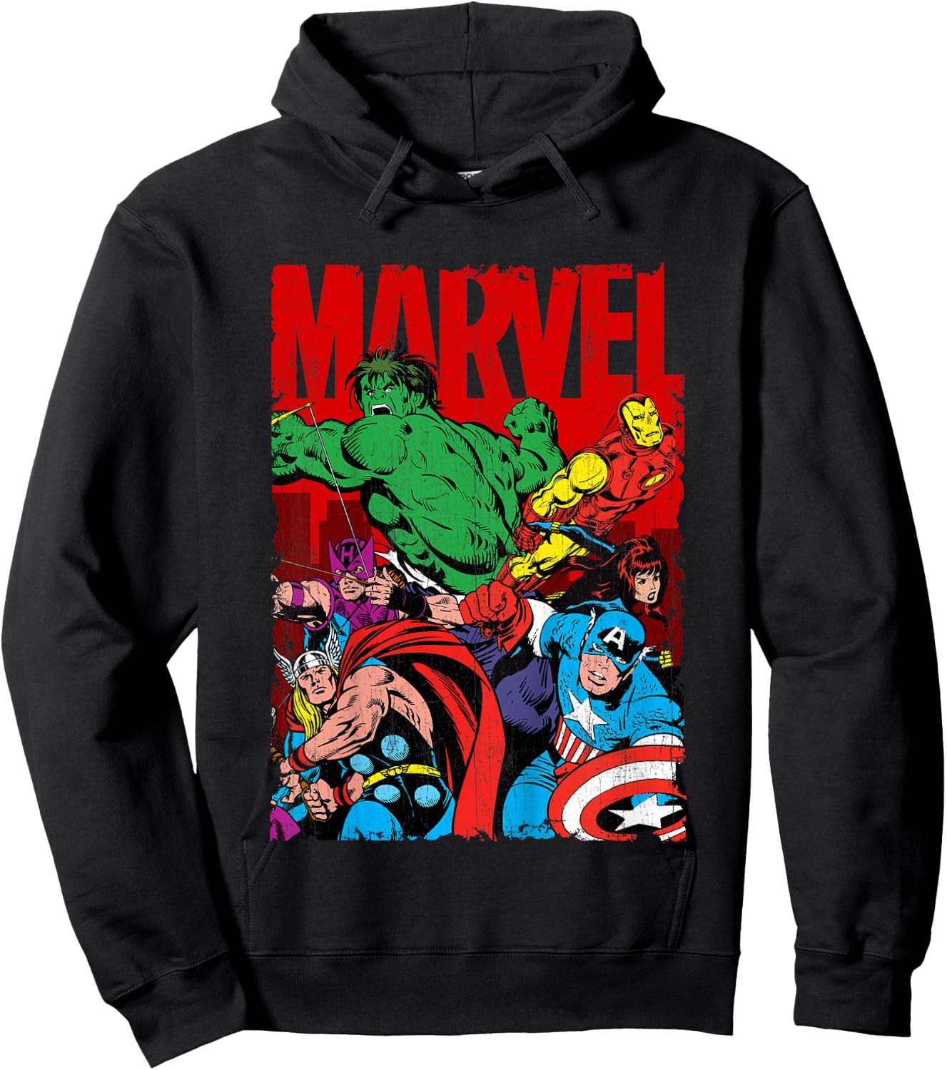 Marvel Avengers Team Retro Comic Vintage Kids Hoodie - Hoodie | Black