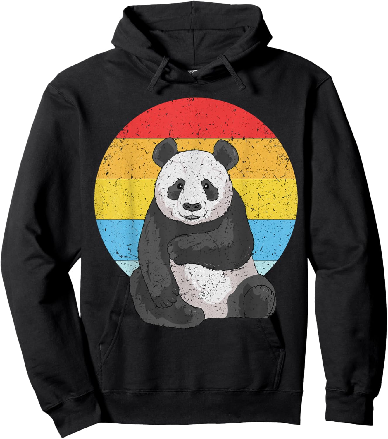 Retro Sunset Panda Kawaii Vintage Panda Hoodie - Hoodie | Black