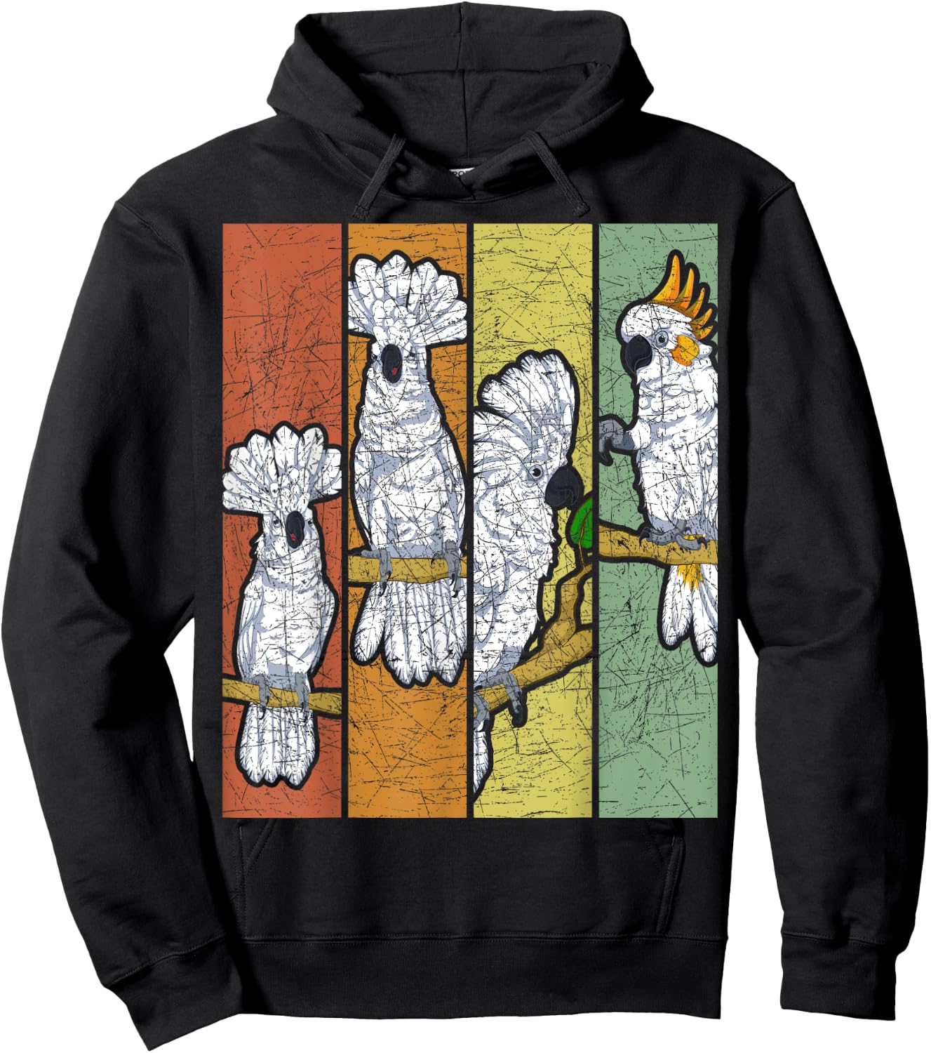 Retro Cockatoo Black Hoodie - Hoodie | Black