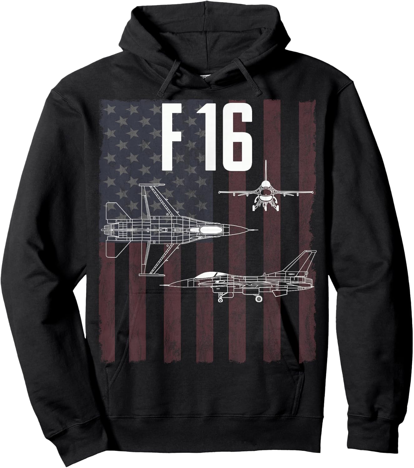F16 USA Military Aircraft T Shirt Hoodie - Hoodie | Black