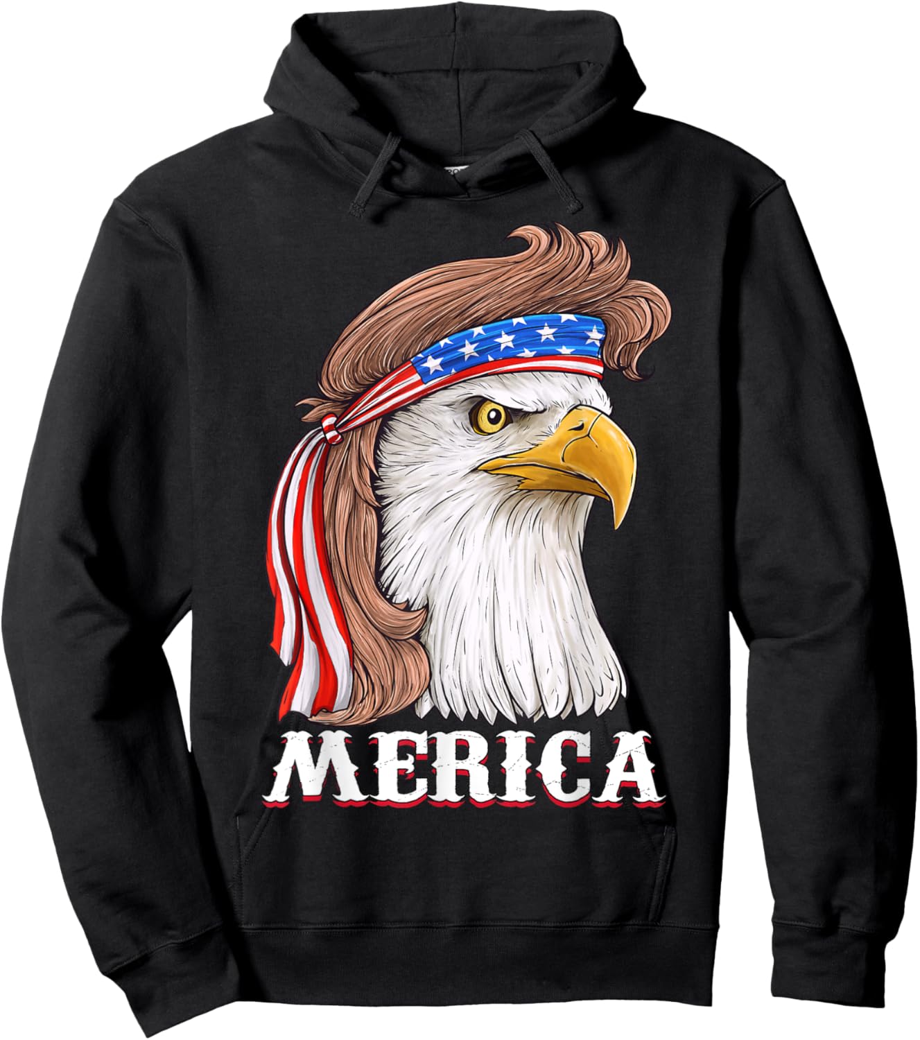 Eagle Mullet 4th Of July USA American Flag Merica Hoodie - Hoodie | Black