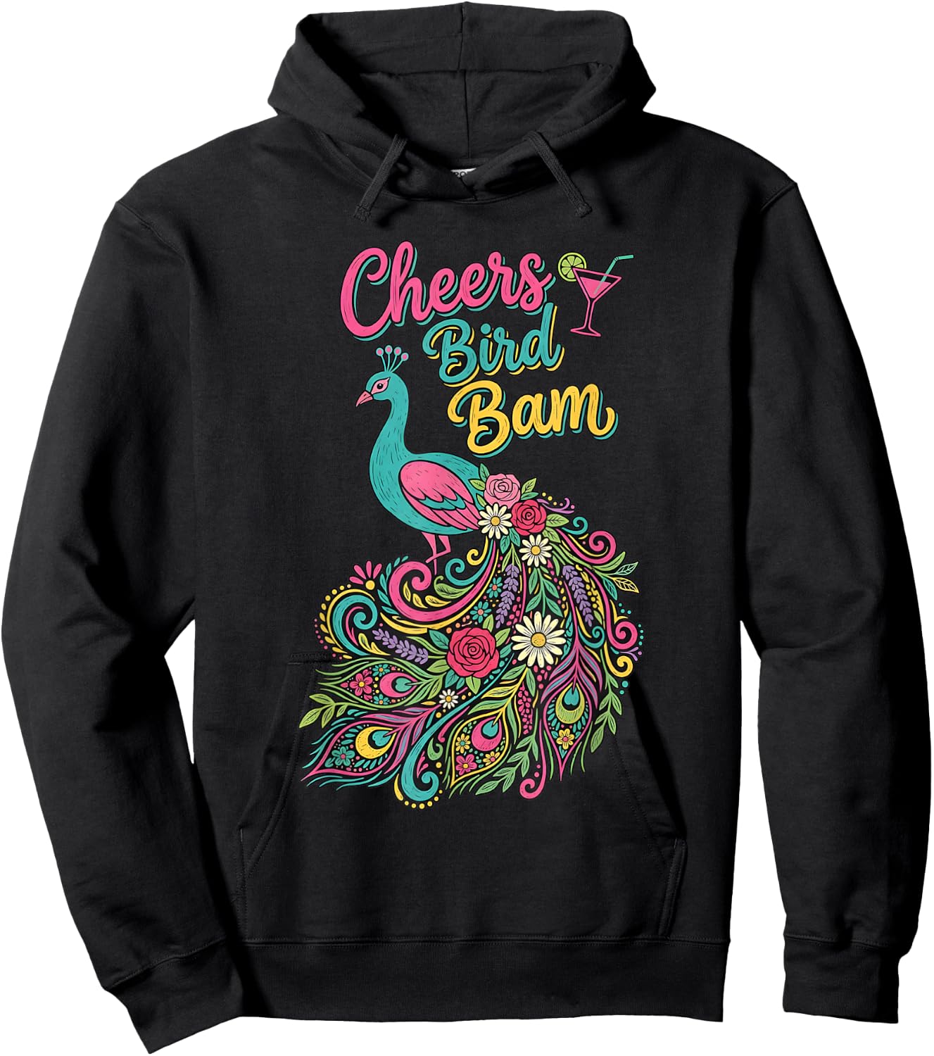 Cheers Bird bam Retro Funny Mahjong Player Hoodie - Hoodie | Black