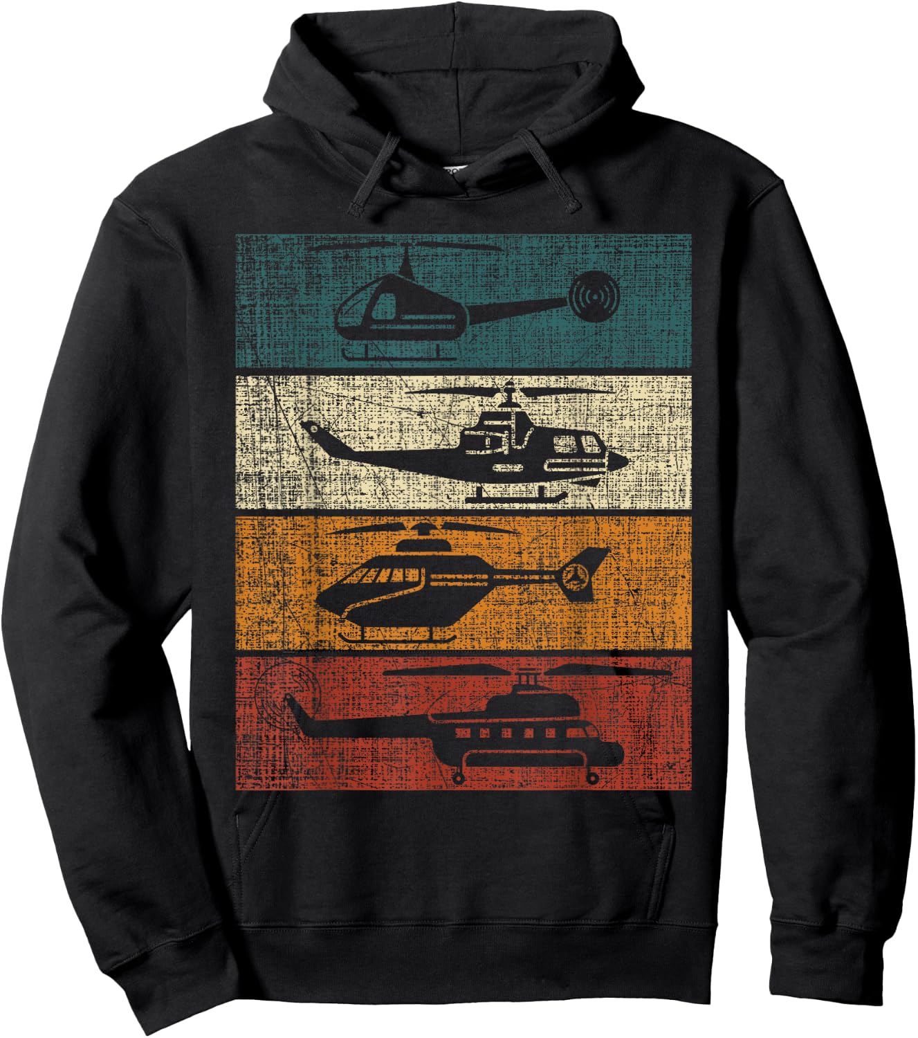 Retro Helicopter Pilot Vintage Aviation Hoodie - Hoodie | Black