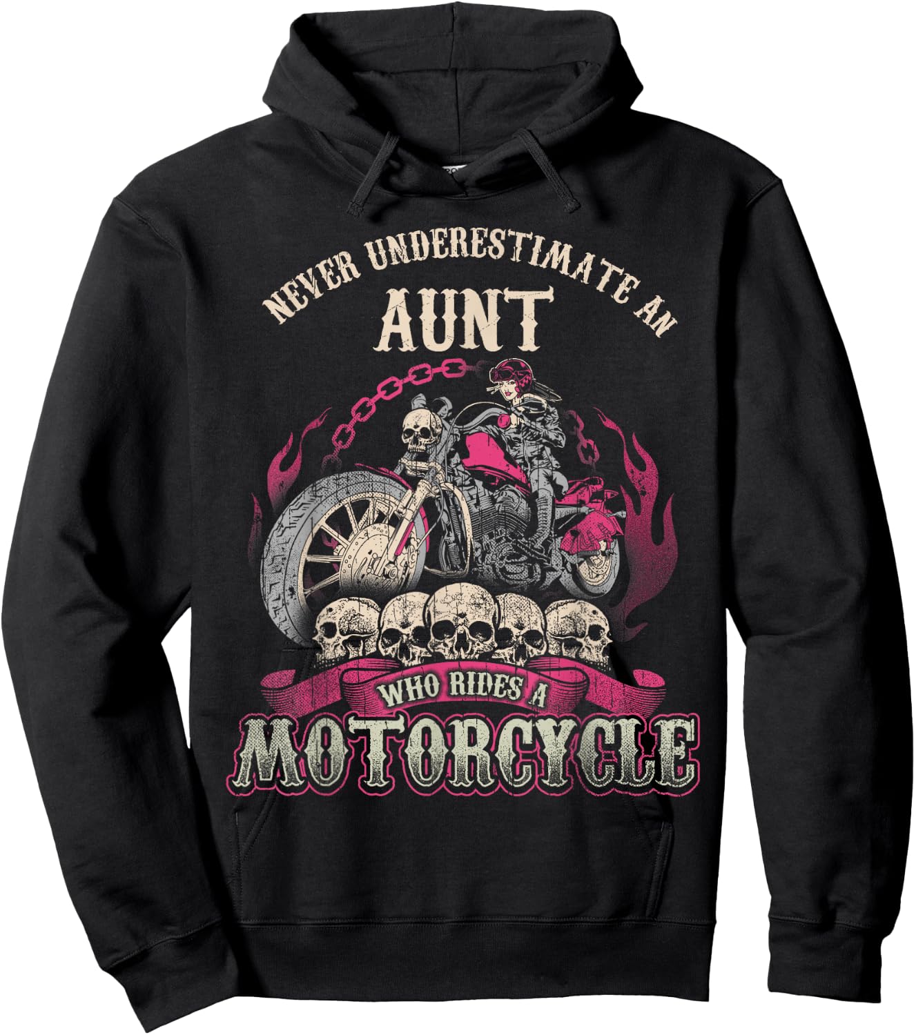 Aunt Biker Chick Shirt Never Underestimate Motorcycle Hoodie - Hoodie | Black
