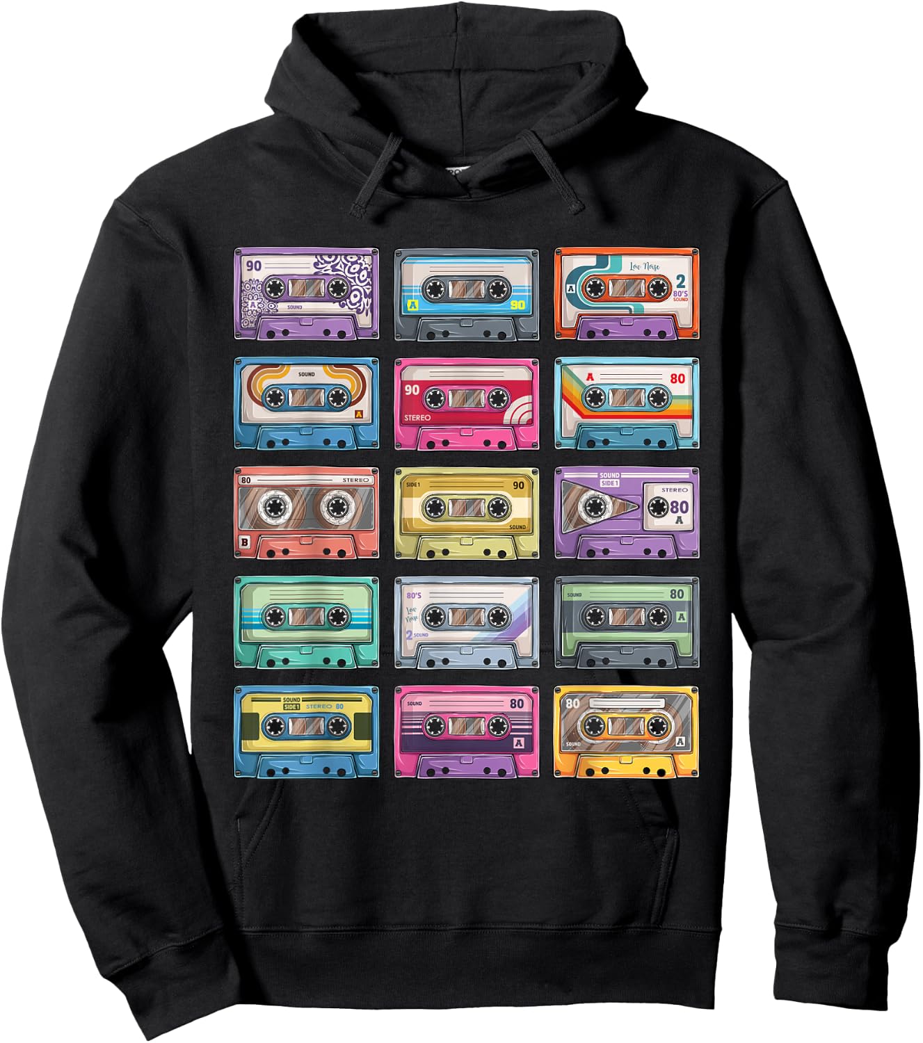 Vintage Cassette Tapes Collection 80's 90's Music Mixtape Hoodie - Hoodie | Black