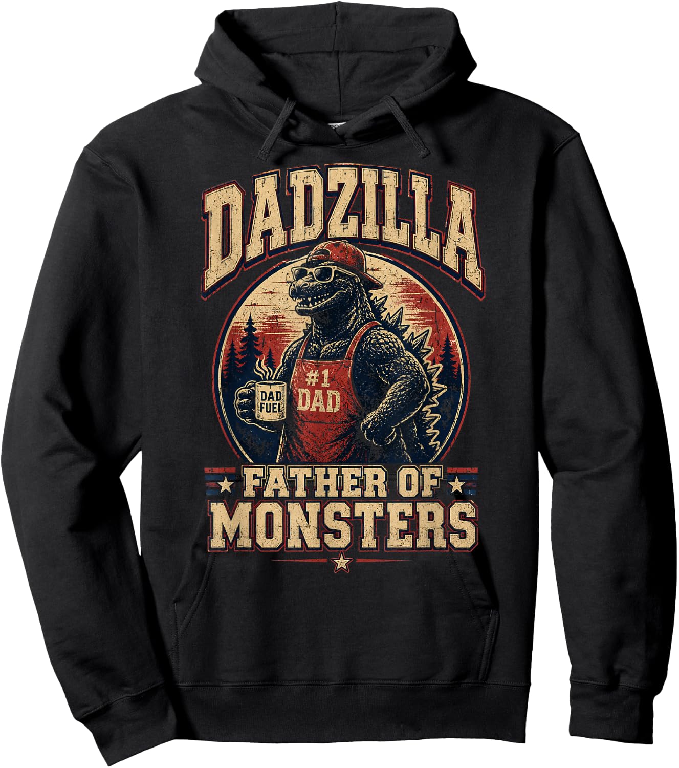 Funny Dad Zilla Father of the Monsters Men Fathers Day Kaiju Hoodie - Hoodie | Black