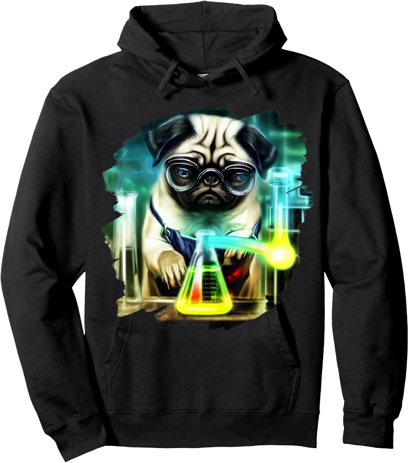Pug Mad Scientist Dog Mixing Chemicals Chemistry Science Hoodie - Hoodie | Black