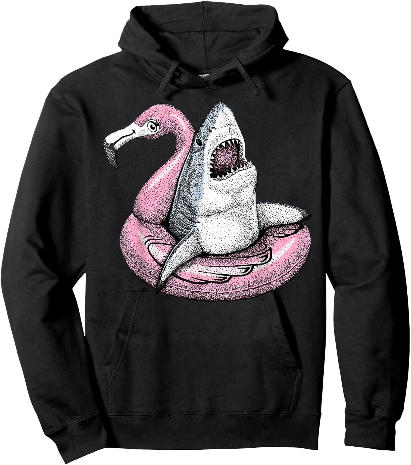Hello Summer Matching Family Flamingo Pool Shark Beach Hoodie - Hoodie | Black