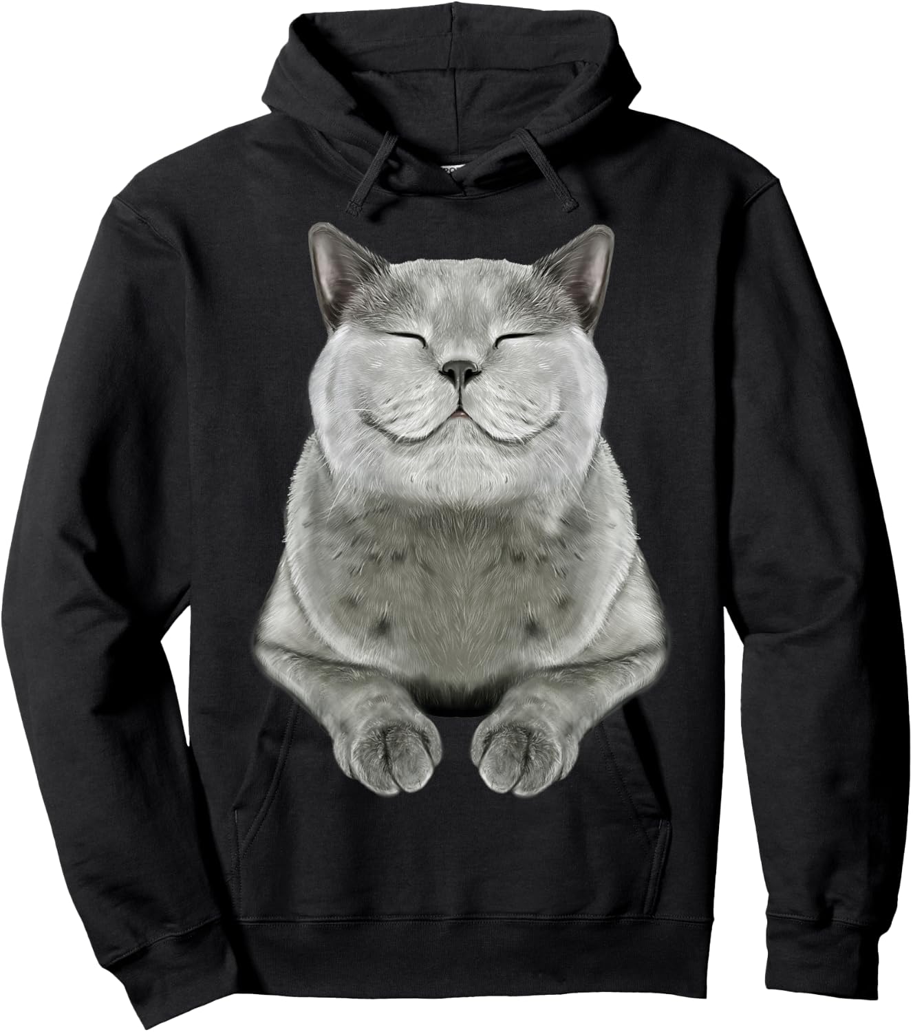Grey Cat Smile Eager Face Cats Shirt Gifts Hoodie - Hoodie | Black