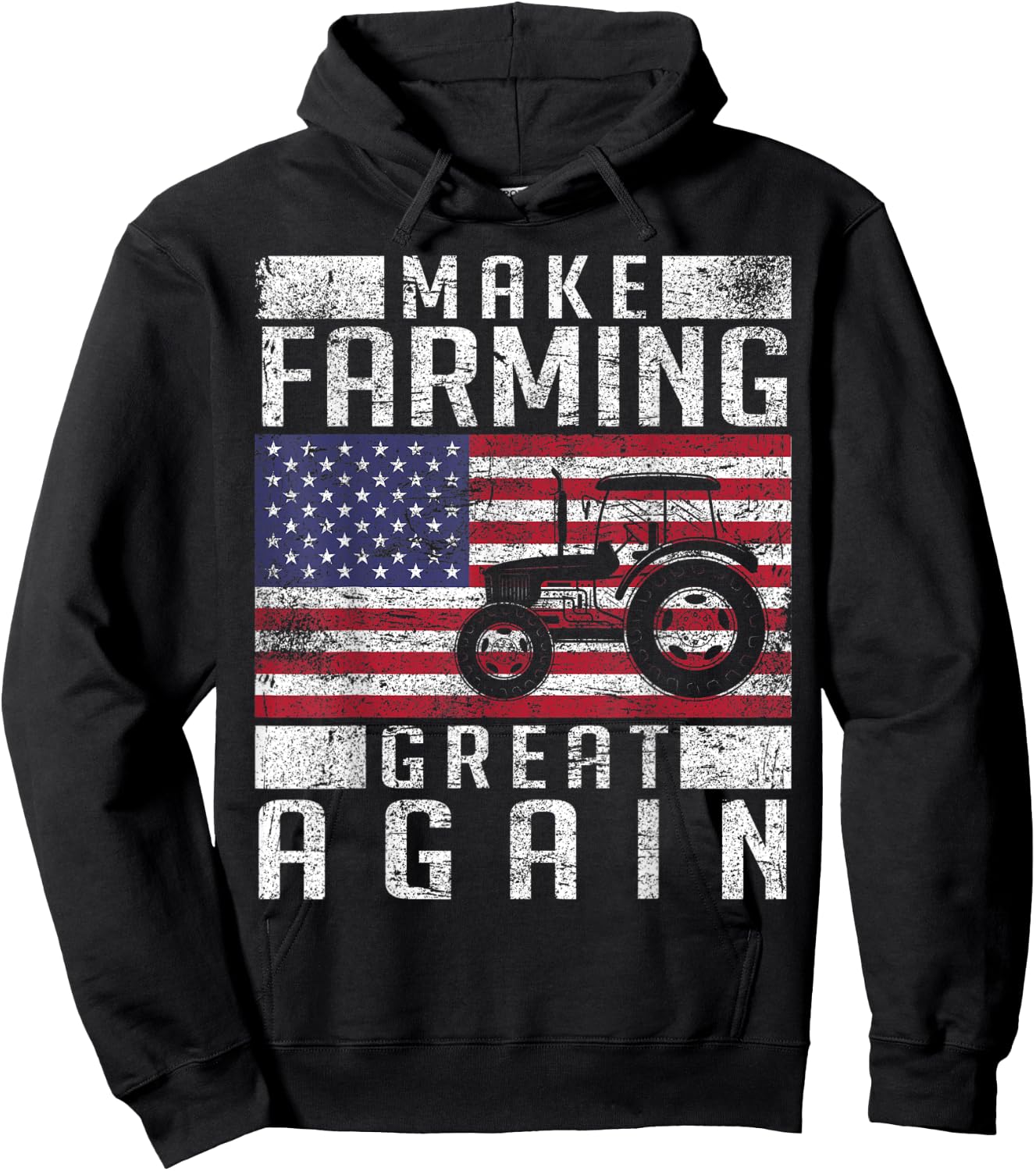 Make Farming Great Again American Flag Farmer Family Party Hoodie - Hoodie | Black