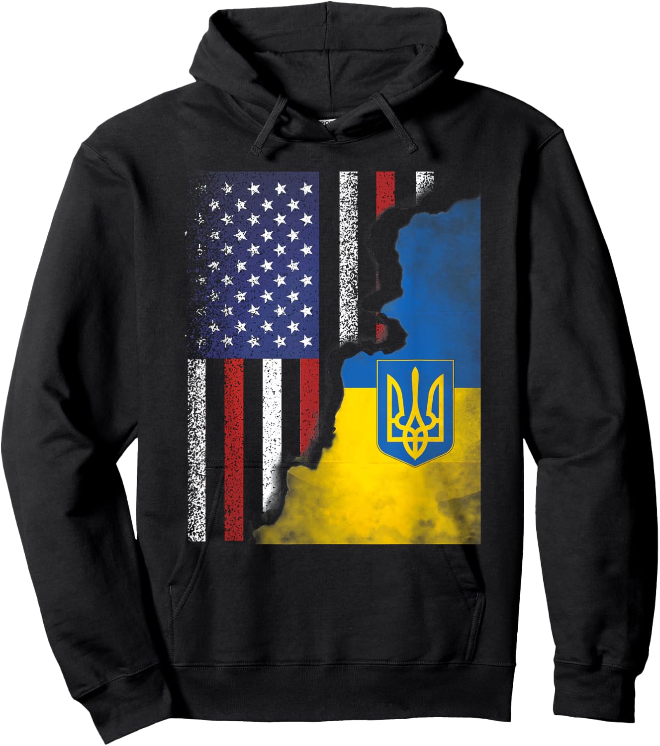 Ukrainian American Flag Ukraine USA America Roots Hoodie - Hoodie | Black