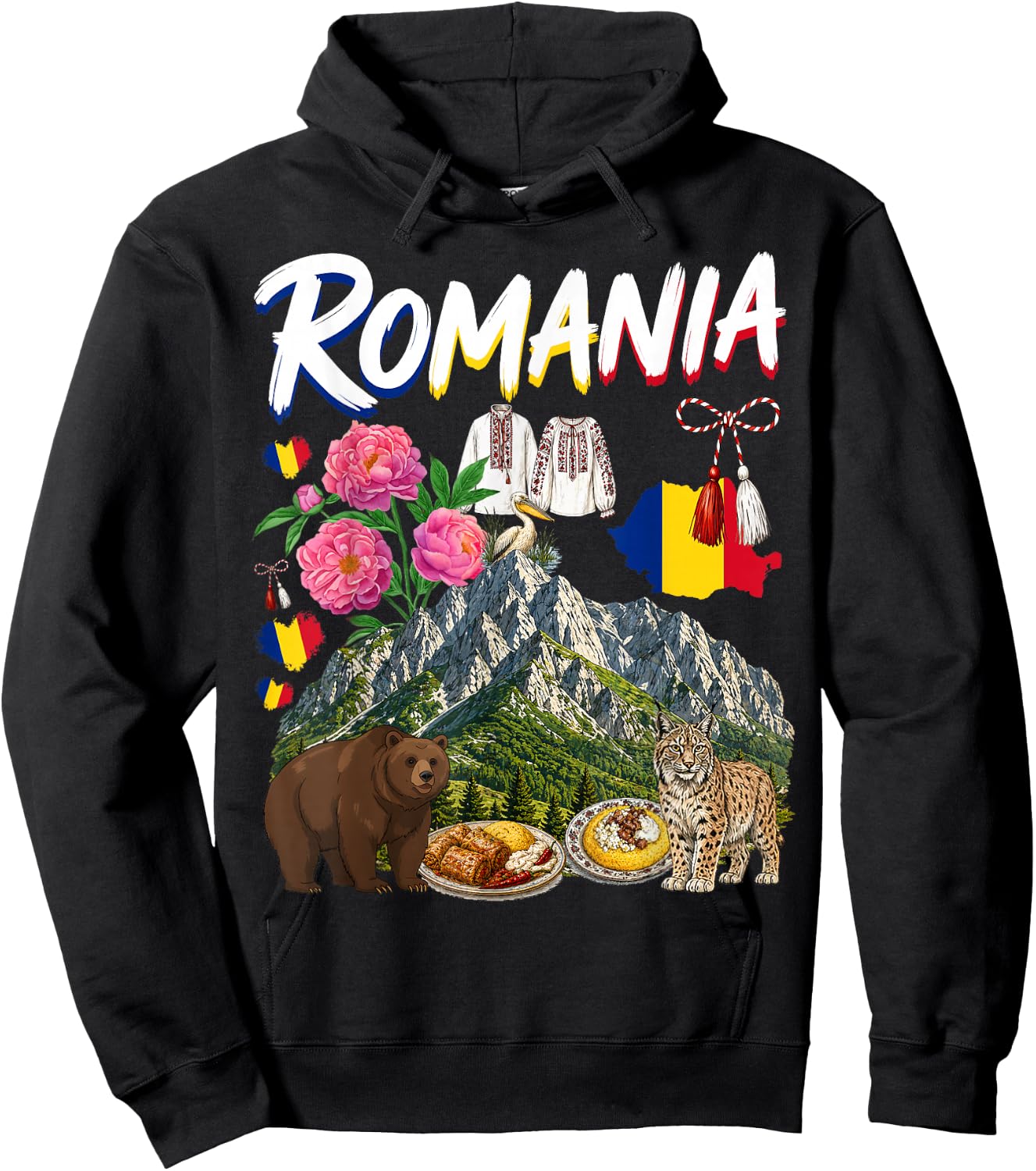 Romanian Flag Outfit Idea for Kids Romania Costume Themed Hoodie - Hoodie | Black