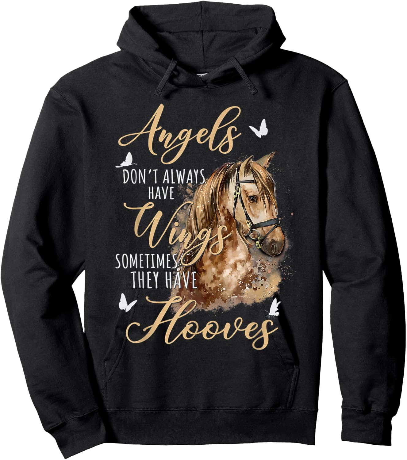 Angels Don't Always Have Wings Sometimes They Have Hooves Hoodie - Hoodie | Black