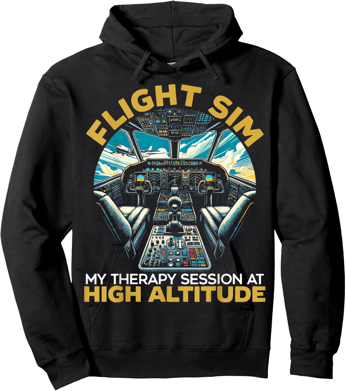 Flight Simulator Aviation Console Pilot Flight Simulation Hoodie - Hoodie | Black