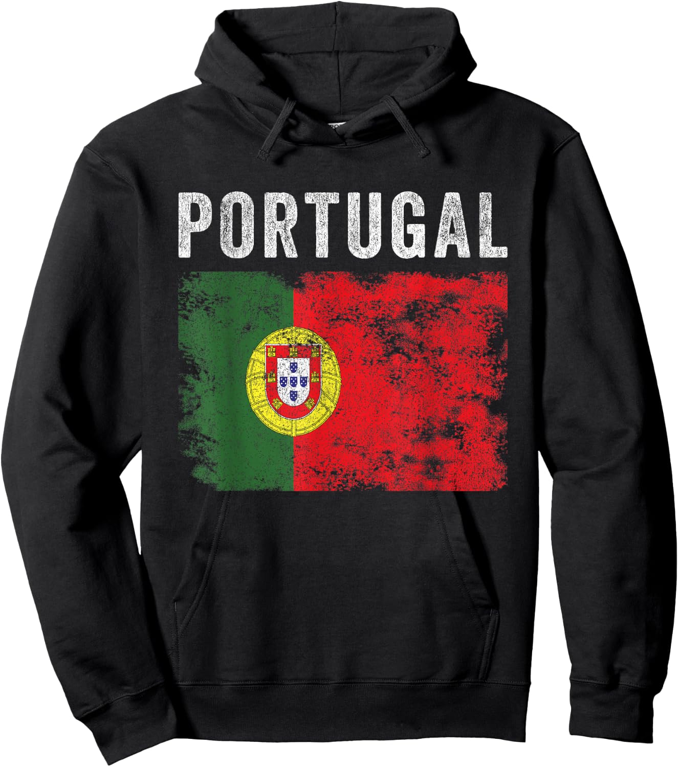 Portugal Flag Distressed - Men Women Kids - Portuguese Flag Hoodie - Hoodie | Black