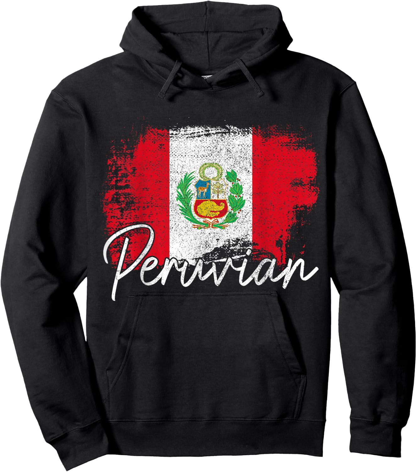 Peru Vintage Flag Peru Pride Roots Hoodie - Hoodie | Black