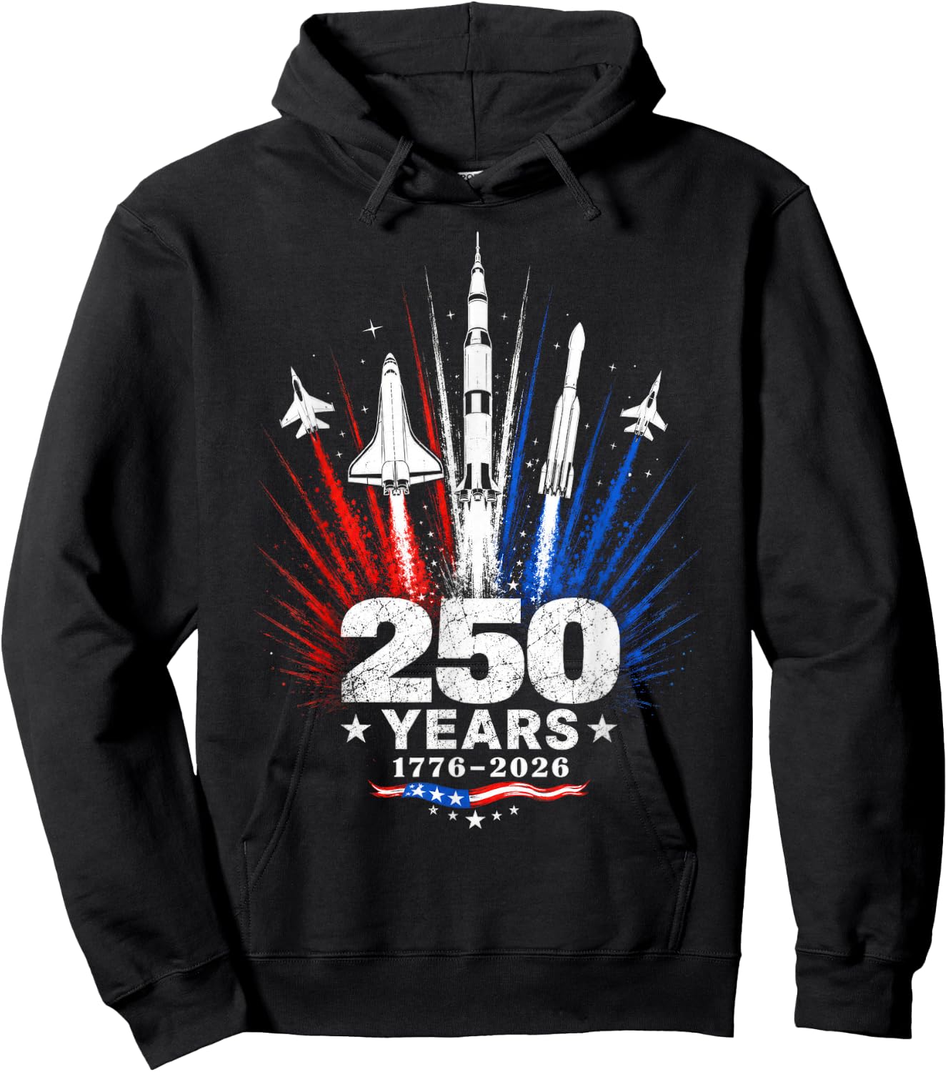 250 Years 1776 2026 American Patriotic Space Jets Tribute Hoodie - Hoodie | Black