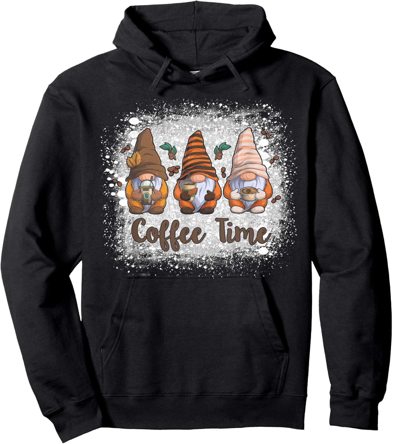 Cute Gnomes Coffee Time Caffeine Hoodie - Hoodie | Black