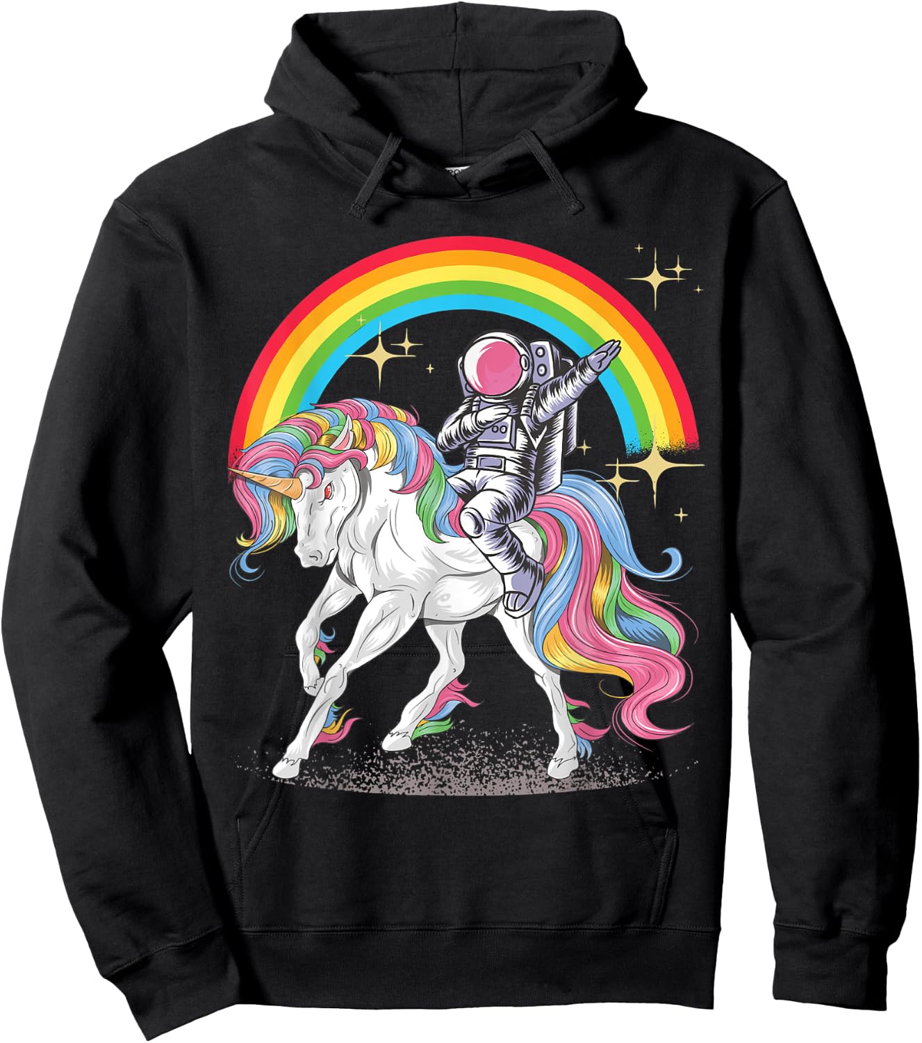 Dabbing Astronaut riding Unicorn Rainbow Hoodie - Hoodie | Black