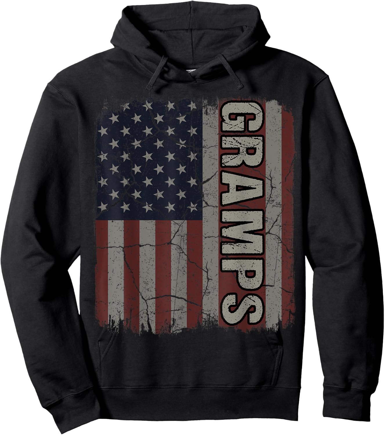 Gramps American Flag Vintage Father's Day 4th of July Gift Hoodie - Hoodie | Black