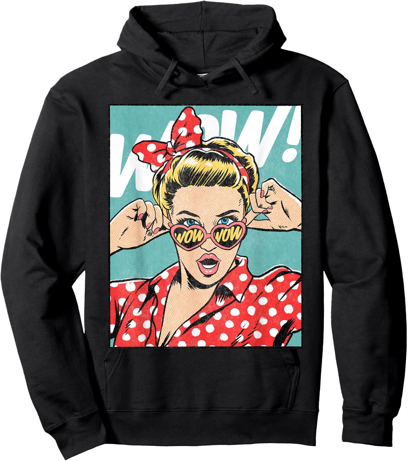 Wow Surprise Face Pop Art Comic Book Popular Culture Artist Hoodie - Hoodie | Black