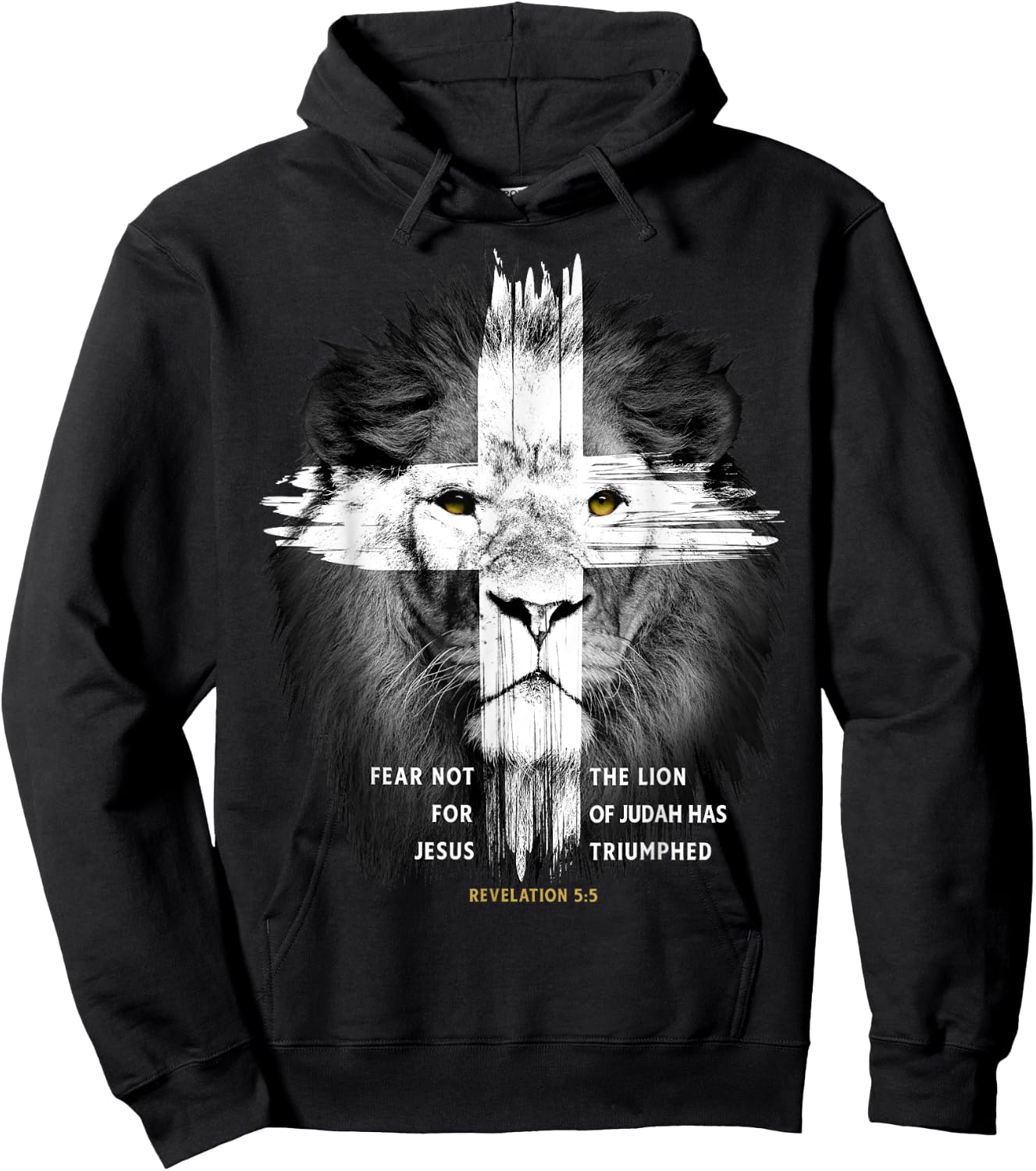 Lion Cross Jesus Christian Lord God Believer Hoodie - Hoodie | Black