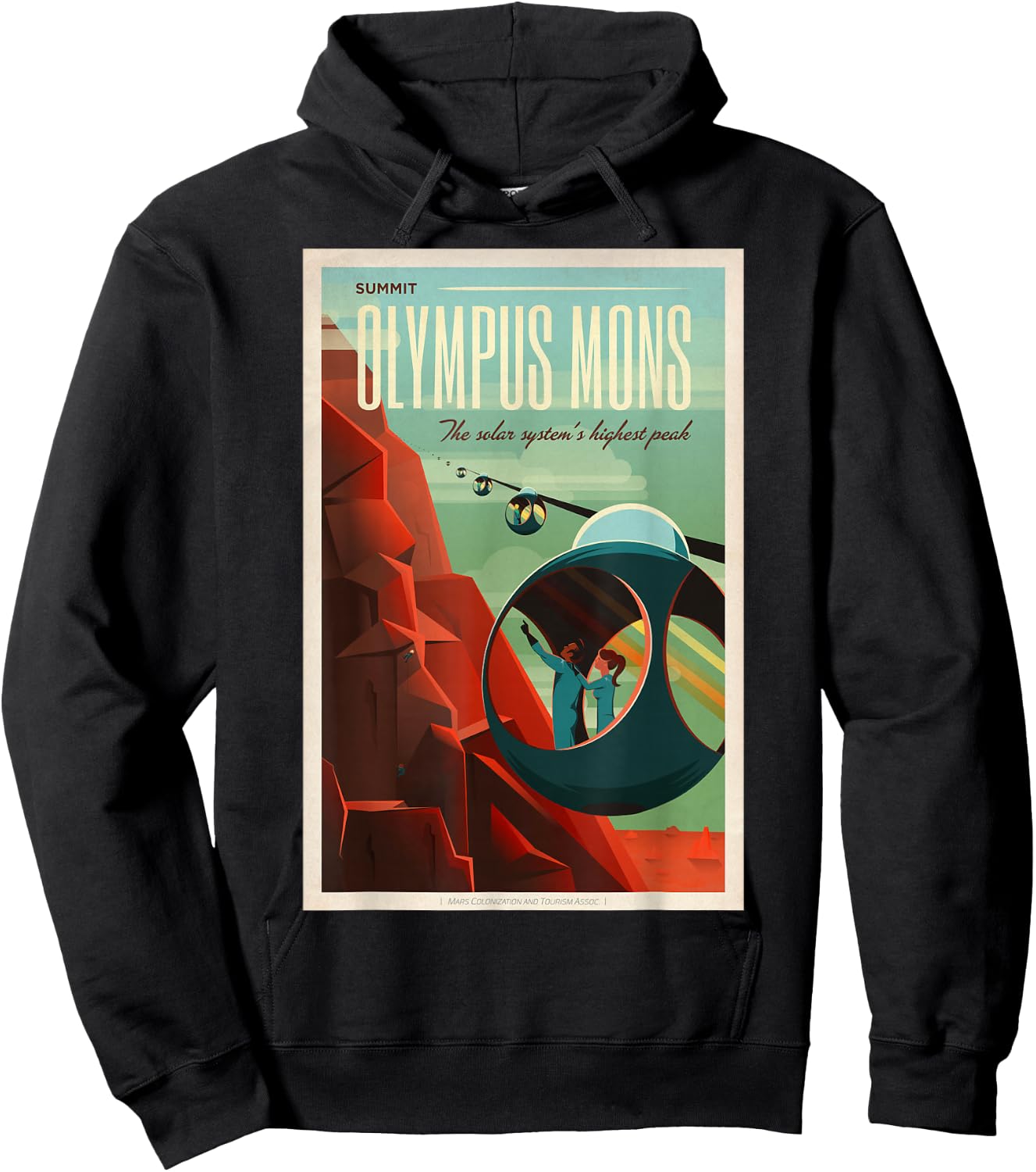 Olympus Mons Mars Colony Astronaut Exploration Retro Space Hoodie - Hoodie | Black